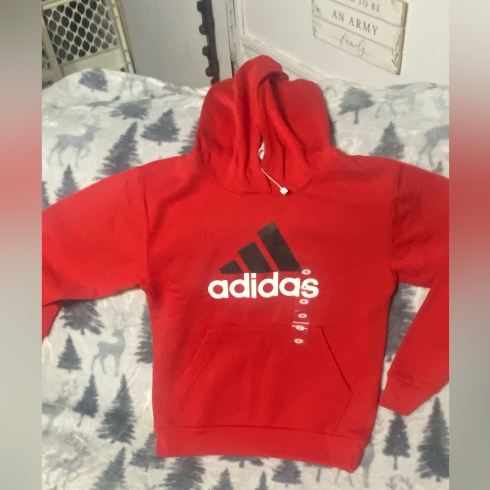 Kids Adidas Hoodie New with out tags. Never worn. Size Kids Med - Color Red